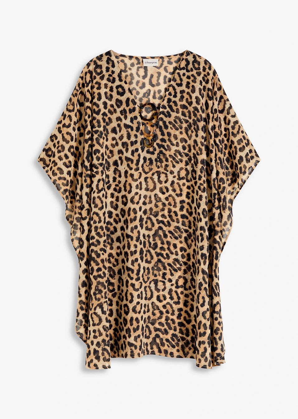 Τουνίκ για την παραλία από σιφόν-Ανθρακί λεοπάρ-bonprix