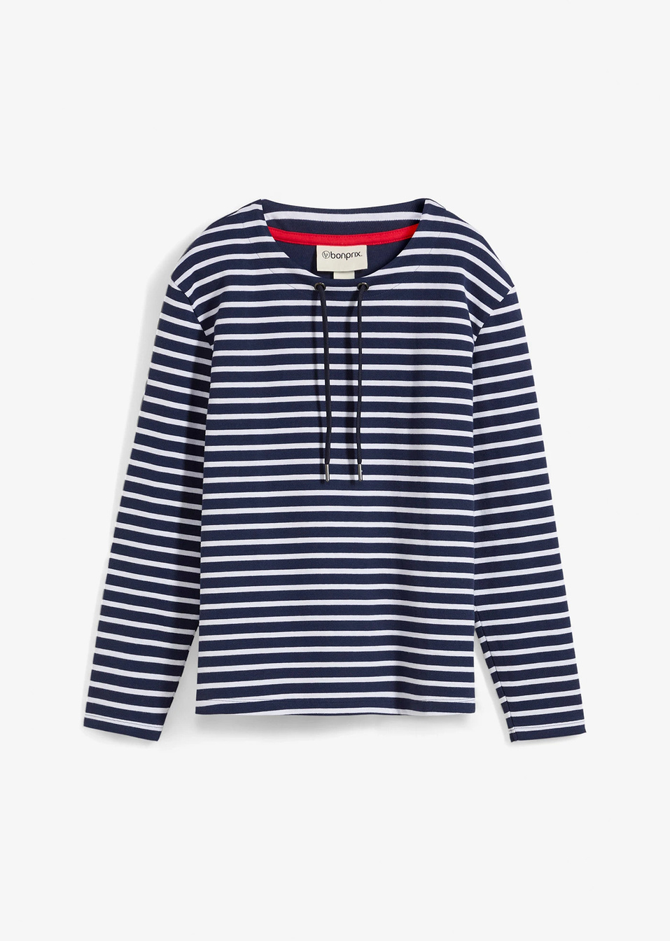 Φούτερ από ανάγλυφο ύφασμα-Μπλε σκούρο/Λευκό ριγέ-bonprix