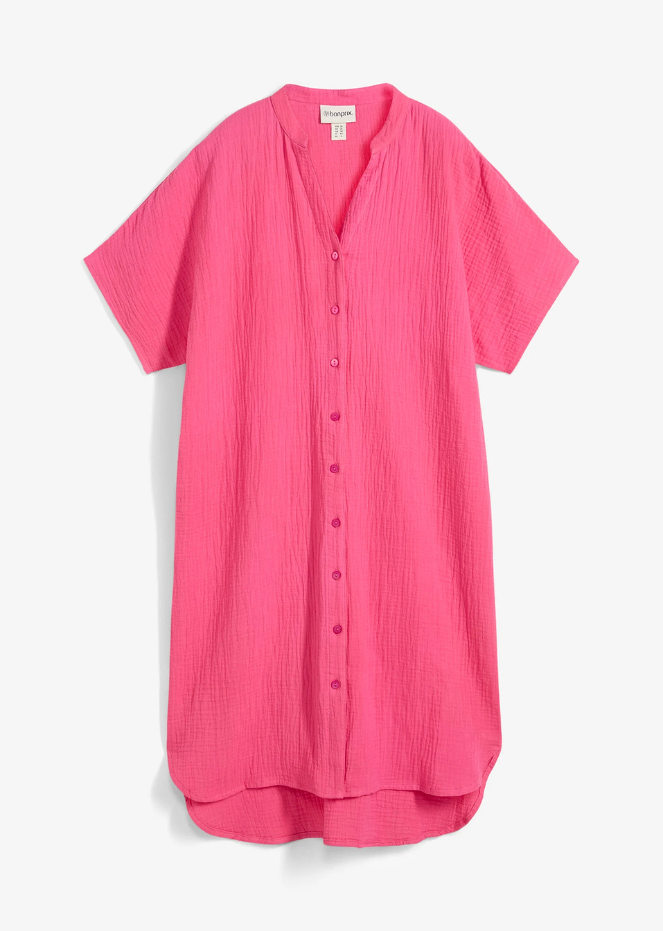 Φόρεμα chemisier από καθαρό βαμβάκι-Φούξια-bonprix