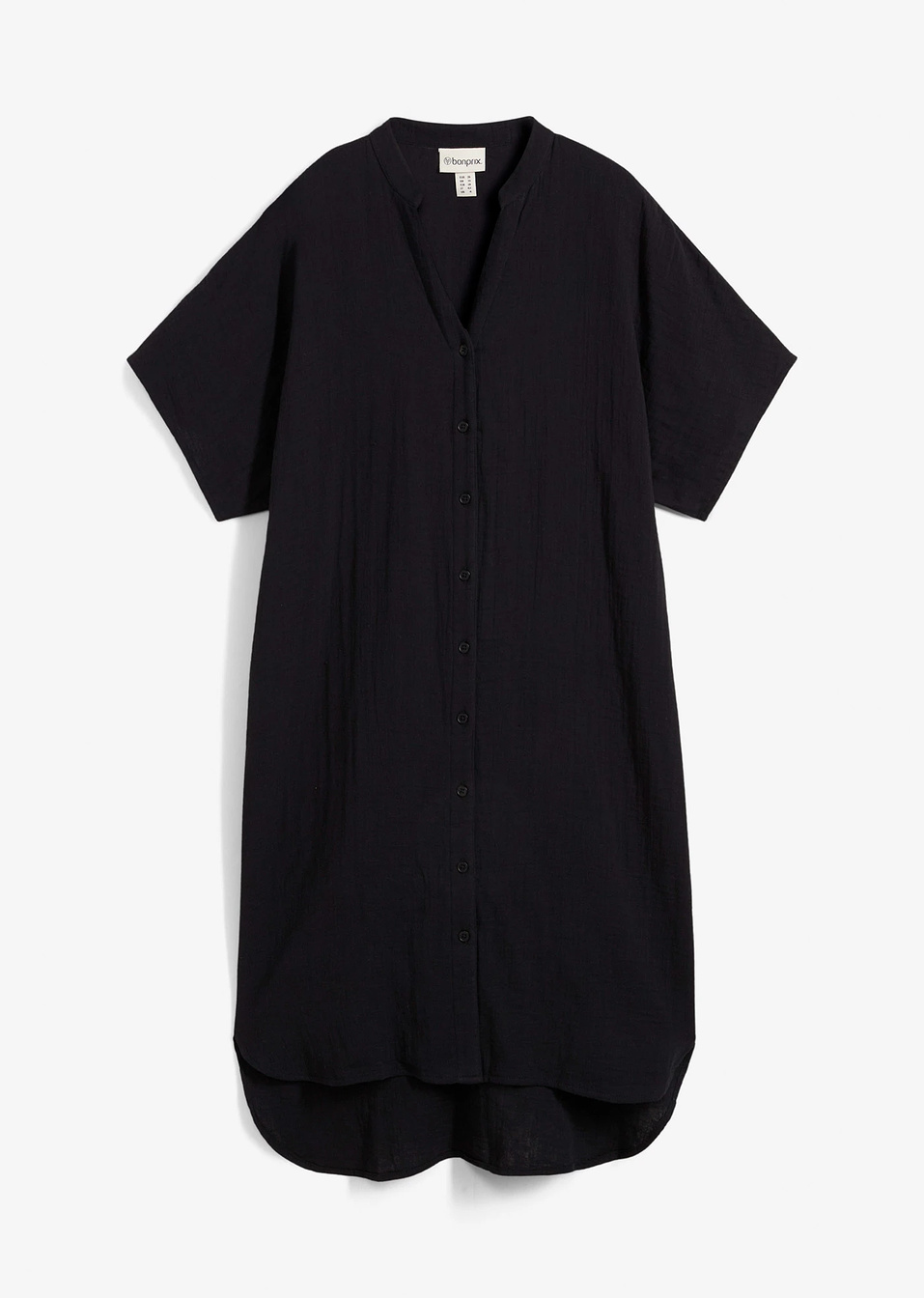 Φόρεμα chemisier από καθαρό βαμβάκι-Μαύρο-bonprix
