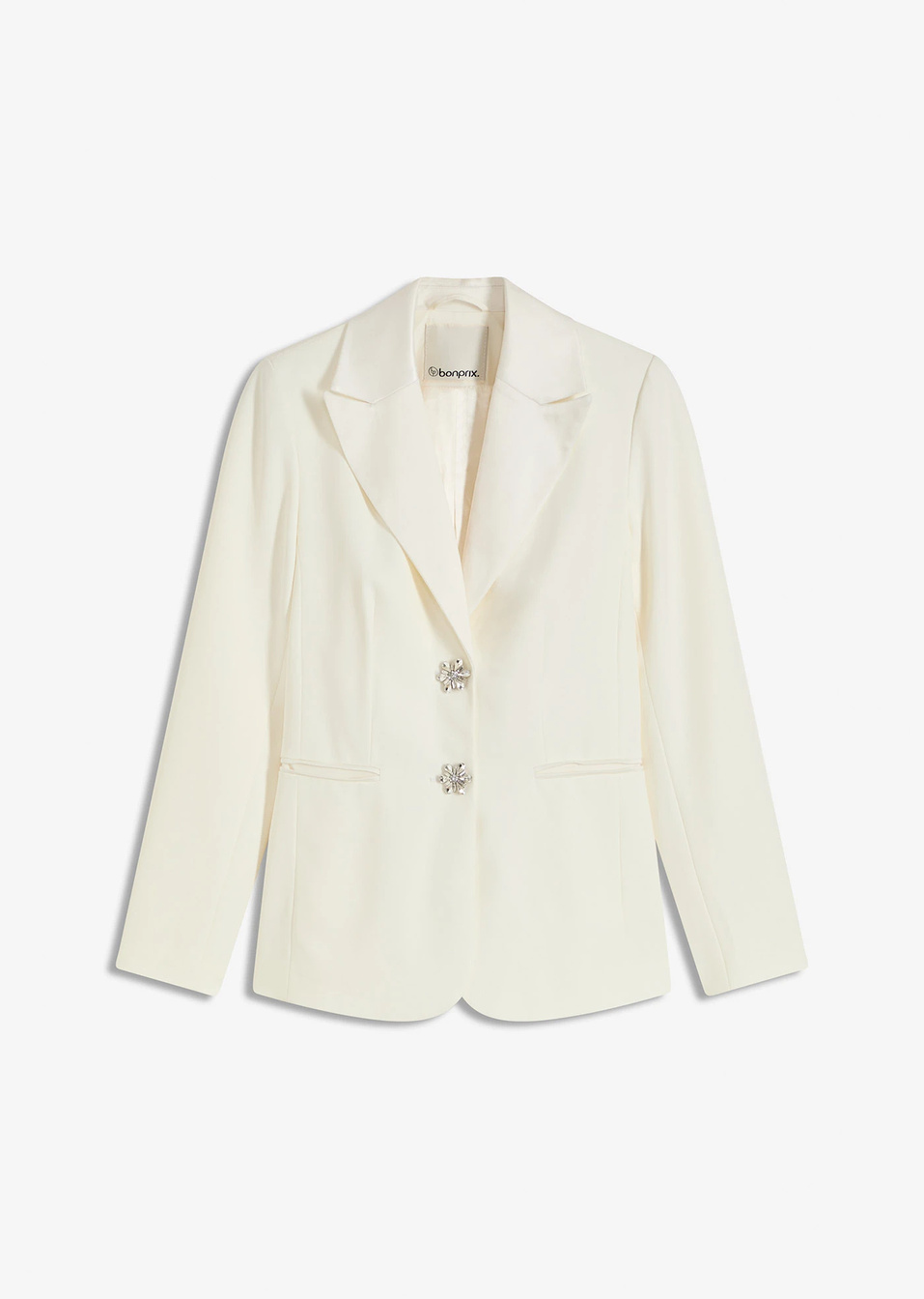 Σακάκι με διακοσμητικά κουμπιά-Λευκό κρεμ-bonprix