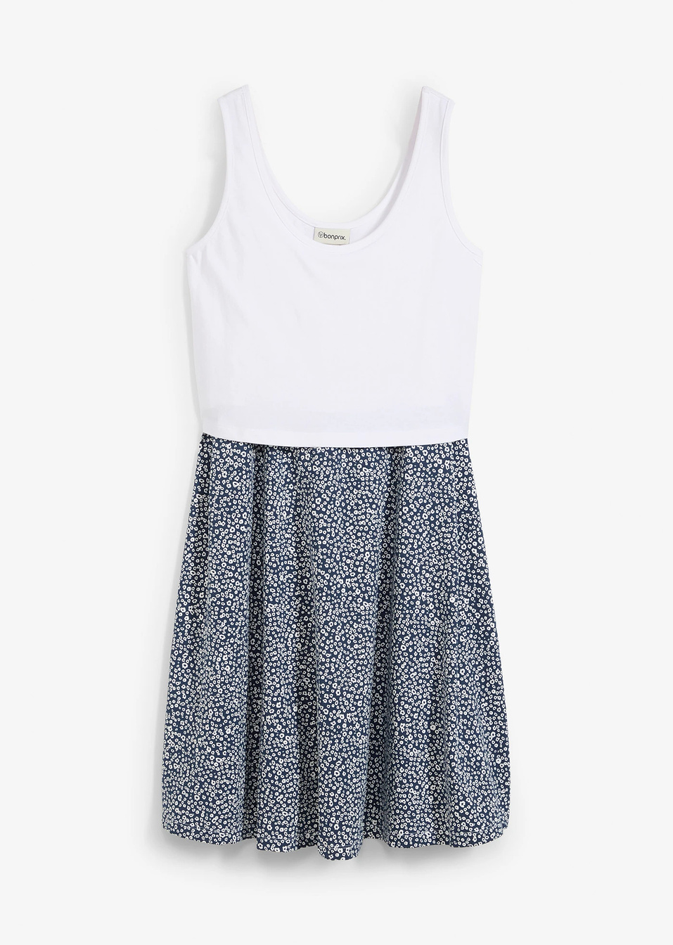 Φόρεμα εγκυμοσύνης και θηλασμού από ζέρσεϊ από βιολογικό βαμβάκι-Λευκό κρεμ/Μπλε σκούρο φλοράλ-bonprix