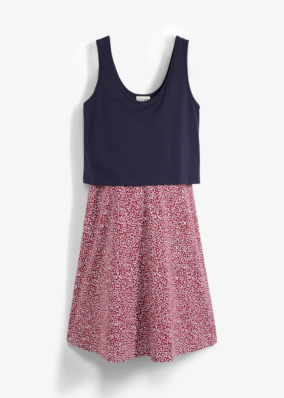 Φόρεμα εγκυμοσύνης και θηλασμού από ζέρσεϊ από βιολογικό βαμβάκι-Μπλε σκούρο/Λευκό/Καφεκόκκινο φλοράλ-bonprix