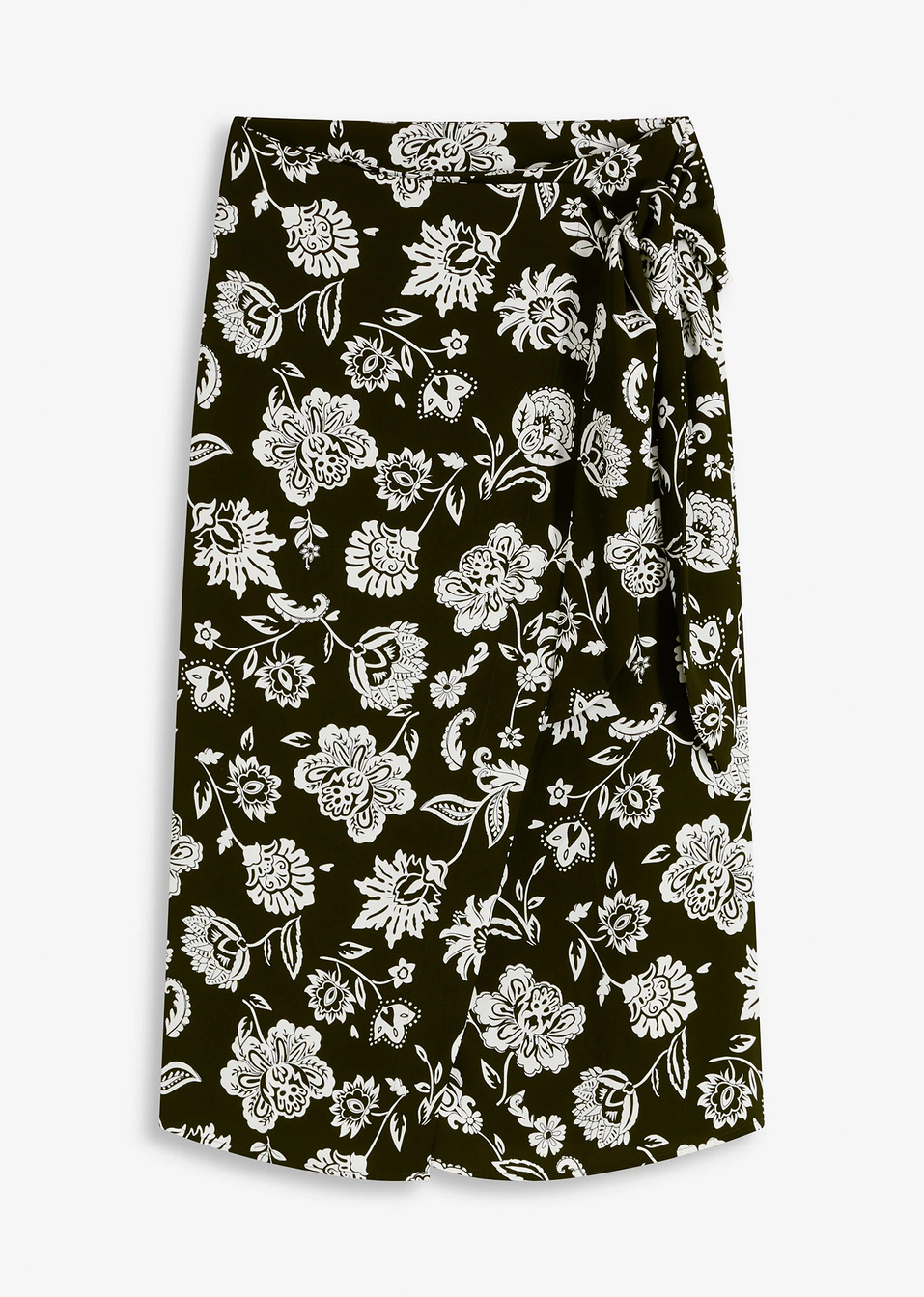 Εμπριμέ φούστα σε γραμμή φάκελο-Μαύρο/Λευκό φλοράλ-bonprix