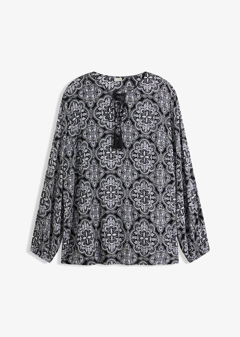 Μπλούζα-Μαύρο/Λευκό εμπριμέ-BODYFLIRT boutique