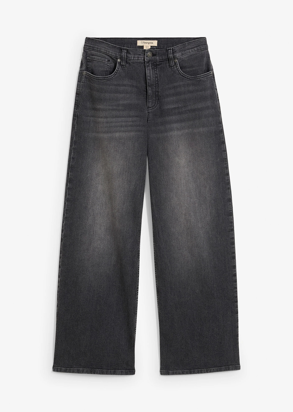 Ψηλόμεσο τζιν wide leg-Μαύρο denim used-bonprix