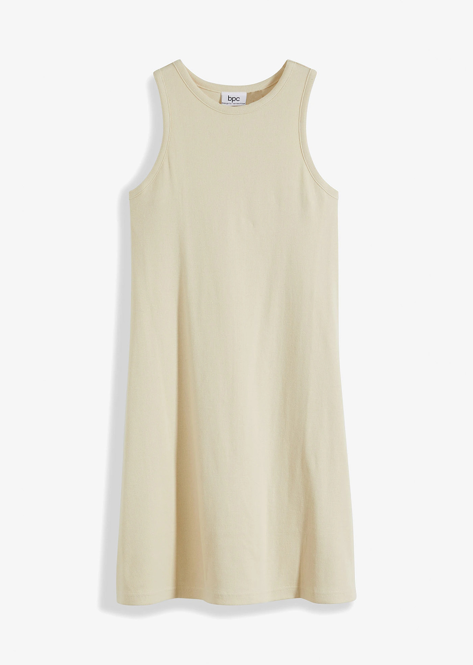 Κοντό φόρεμα ριμπ από σύμμεικτο βαμβάκι-Φυσικό-bonprix