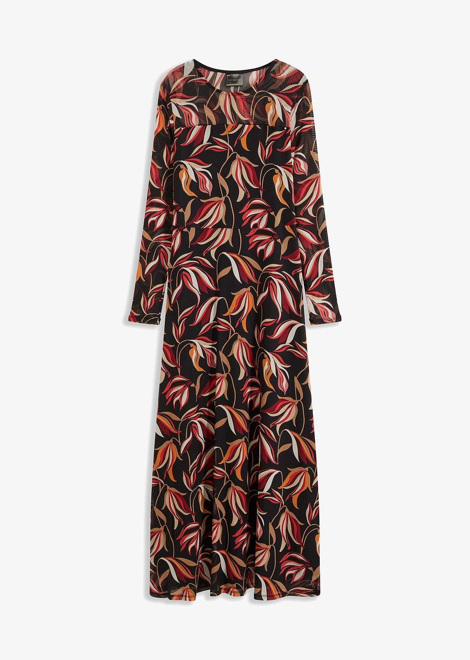 Εβαζέ φόρεμα από mesh-Μαύρο/Κόκκινο εμπριμέ-bonprix