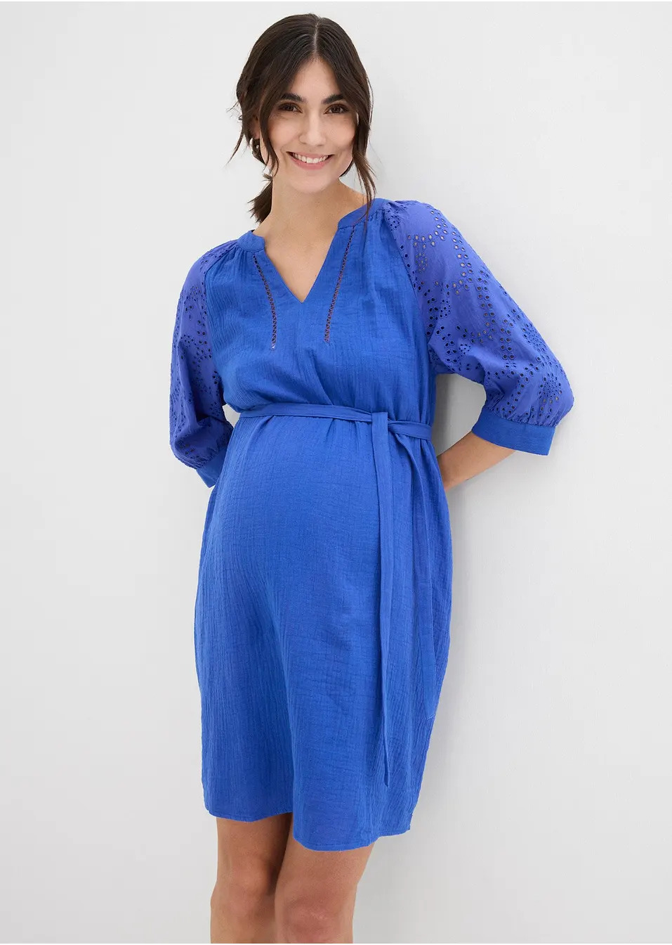 Φόρεμα εγκυμοσύνης από μουσελίνα με διάτρητα κεντήματα-bonprix