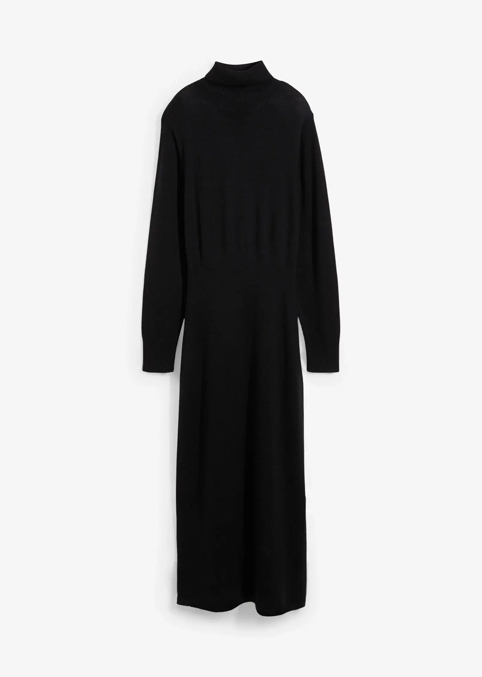 Πλεκτό φόρεμα από μαλλί μερινό-Μαύρο-bonprix