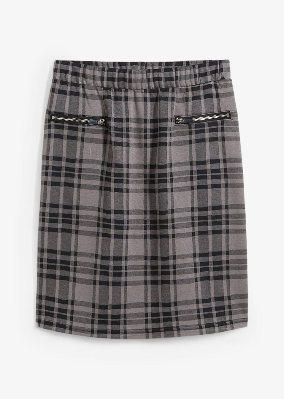 Φούστα ζέρσεϊ-Μαύρο/Γκρι ανοιχτό καρό-bonprix