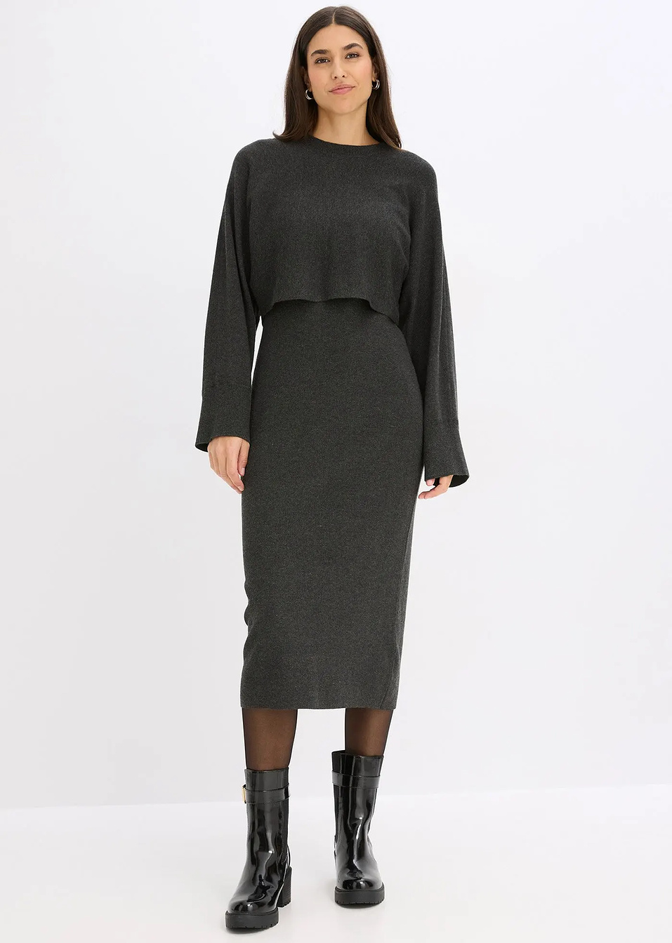 Πλεκτό φορεμα και ασορτί πουλόβερ (σετ 2 τεμ.)-bonprix