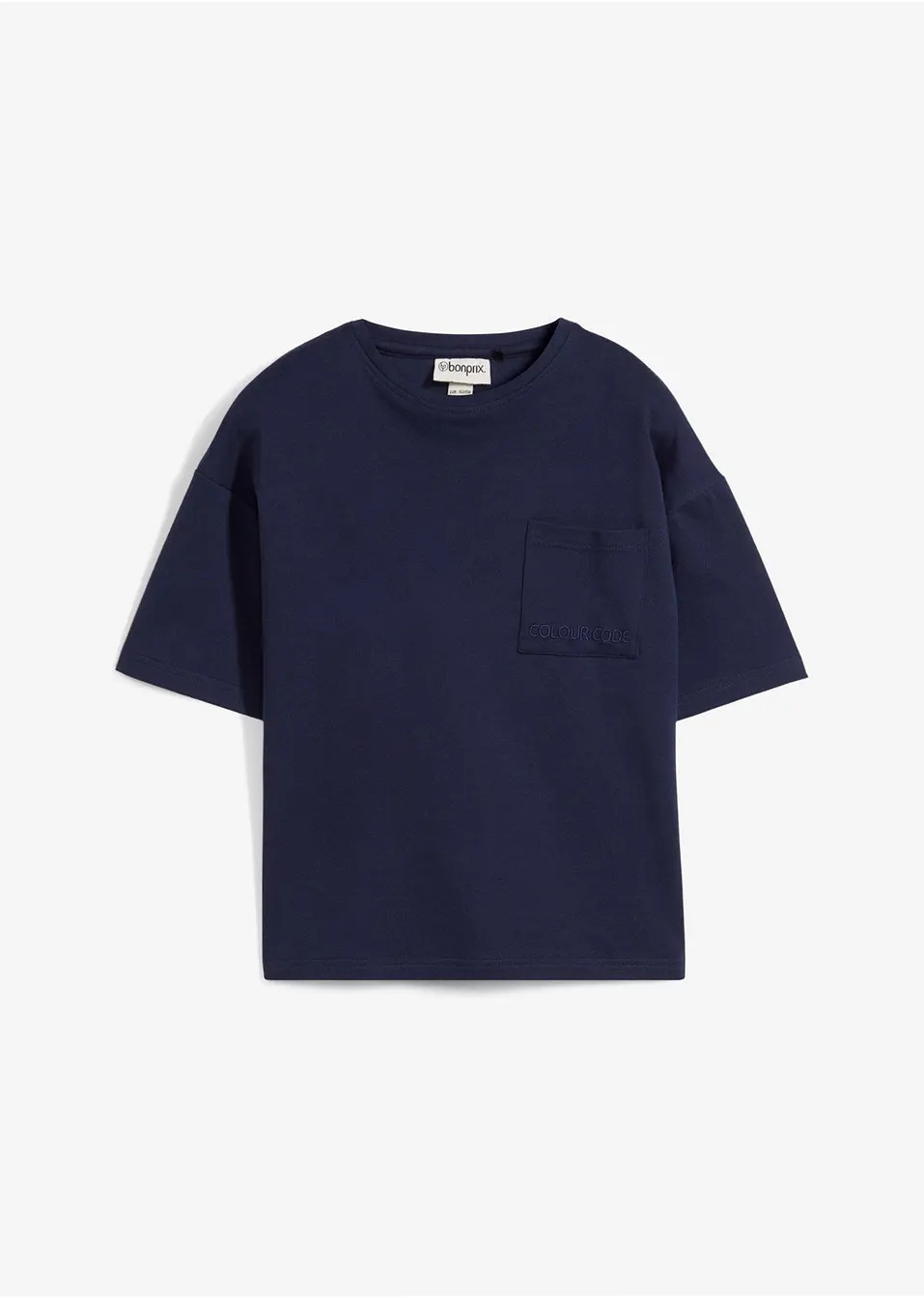 T-shirt oversized με βιολογικό βαμβάκι-Μπλε σκούρο-bonprix