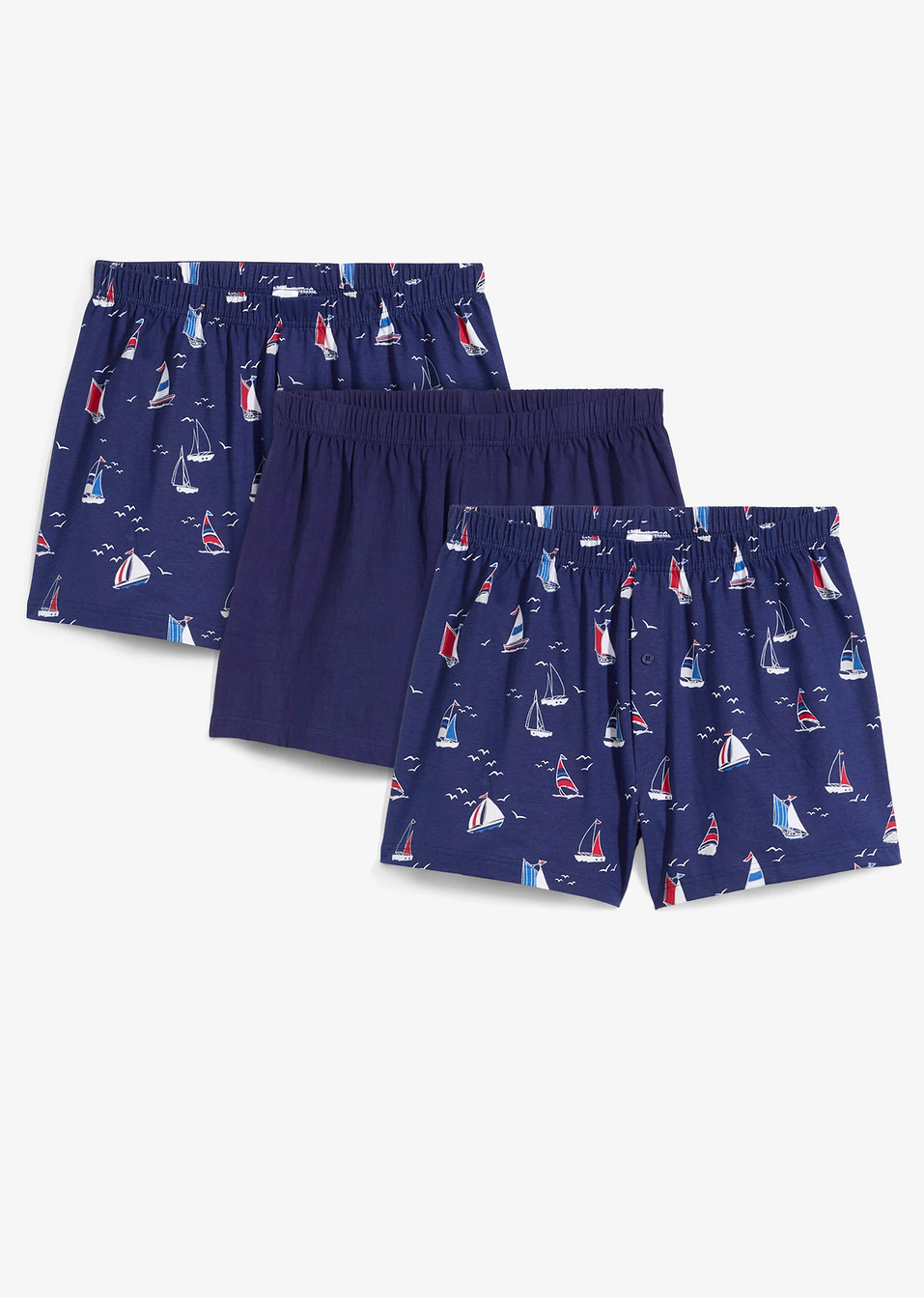 Φαρδύ μποξεράκι ζέρσεϊ (συσκευασία των 3)-Μπλε navy-bonprix