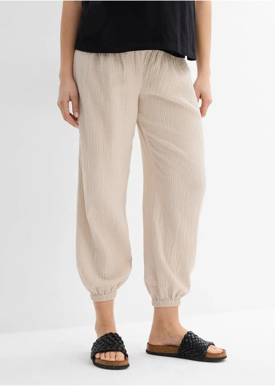 Παντελόνι εγκυμοσύνης 2-σε-1 από μουσελίνα από καθαρό βαμβάκι-bonprix