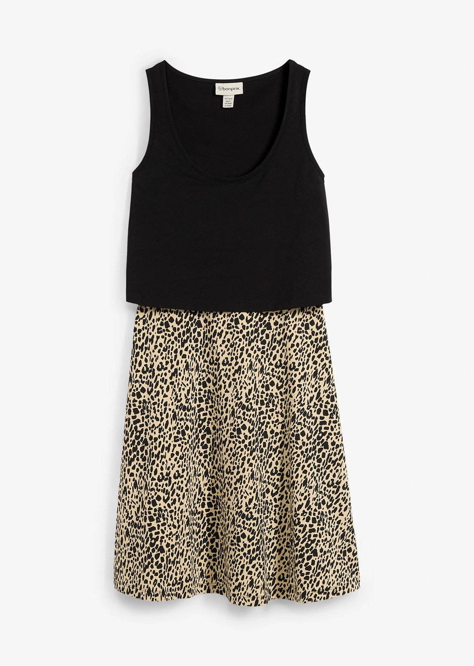 Φόρεμα εγκυμοσύνης και θηλασμού 2-σε-1 από βαμβακερό ζέρσεϊ-Μαύρο/Μπεζ-bonprix