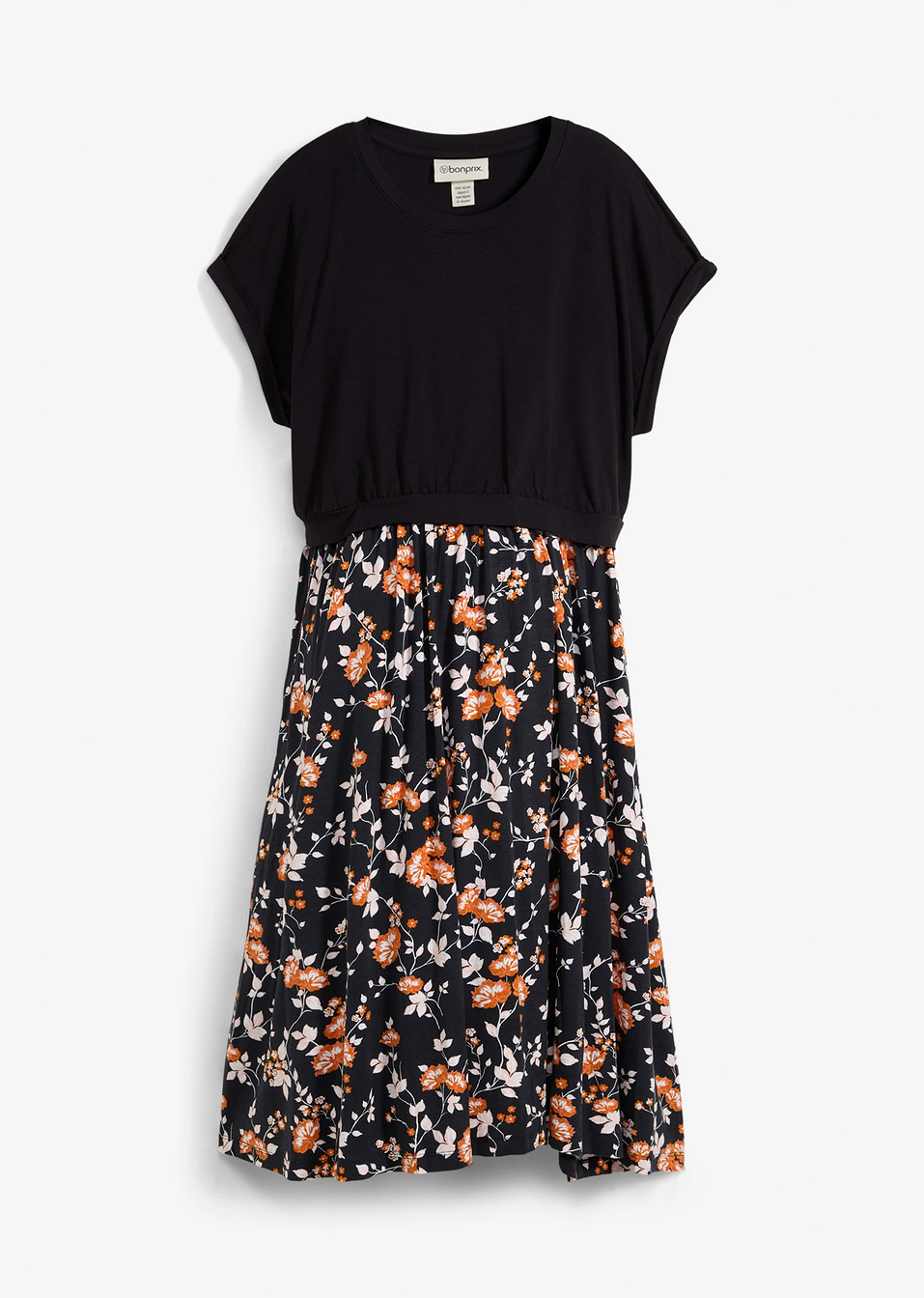 Φόρεμα εγκυμοσύνης και θηλασμού 2-σε-1 με τσέπες-Μαύρο/Ροζ/Τερακότα/Ροδακινί/Πορτοκαλί/Λευκό κρεμ-bonprix