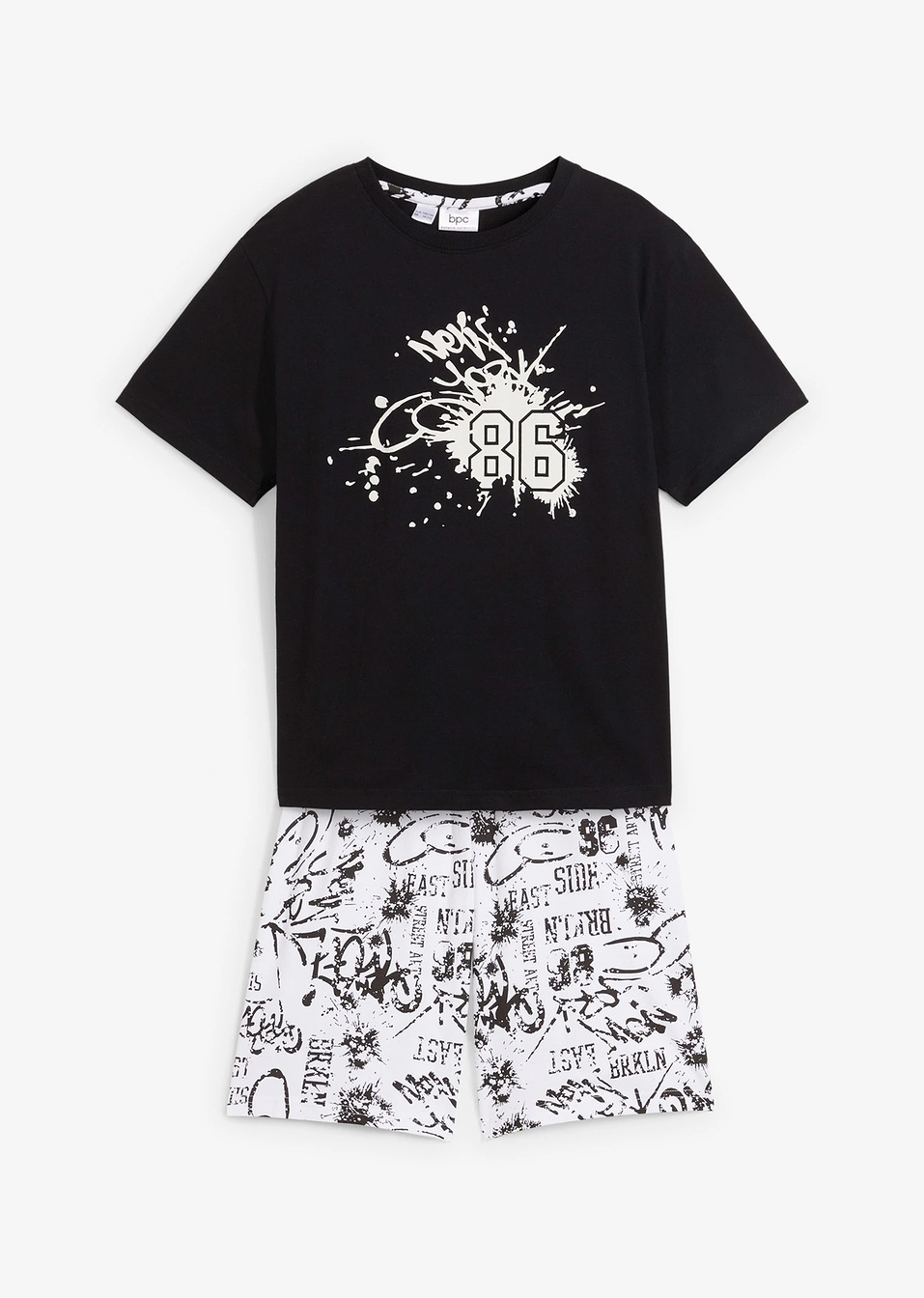 Καλοκαιρινή πιτζάμα-Λευκό/Μαύρο εμπριμέ-bonprix