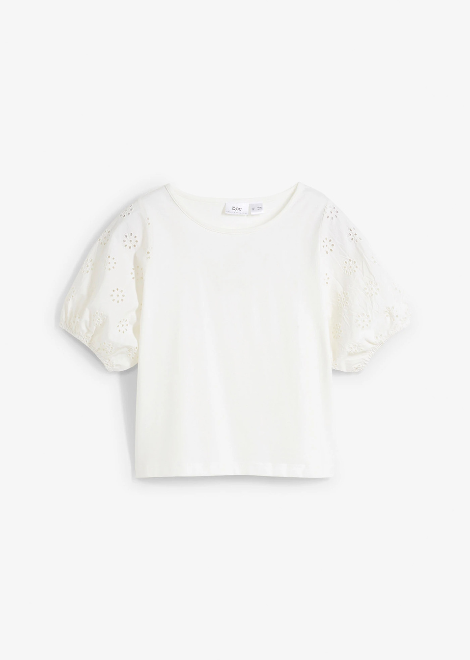 T-shirt με βιολογικό βαμβάκι-Λευκό κρεμ-bonprix