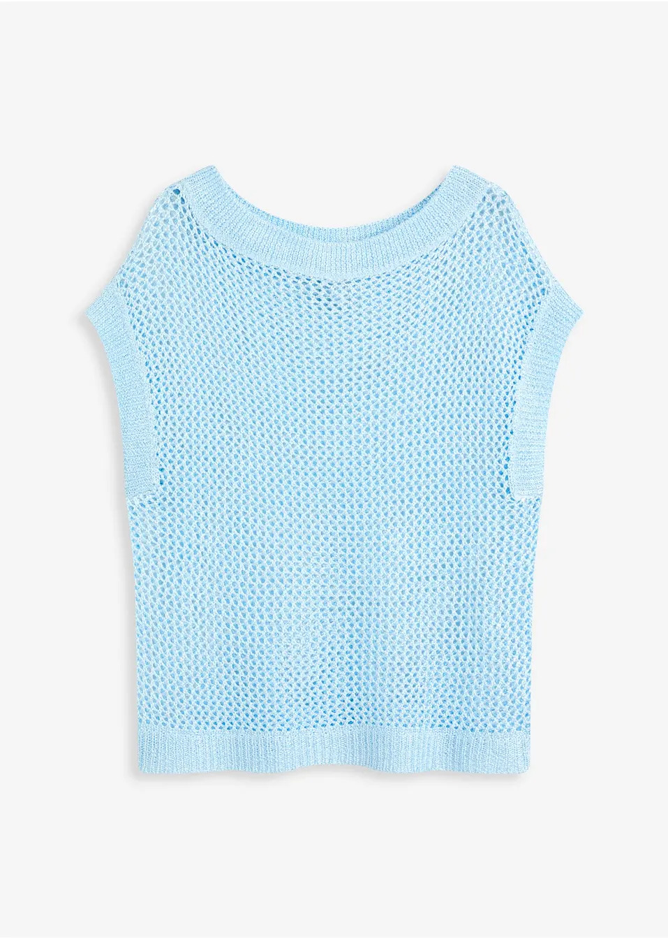 Διάτρητο πουλόβερ από γυαλιστερό νήμα-Γαλάζιο της σκόνης-bonprix