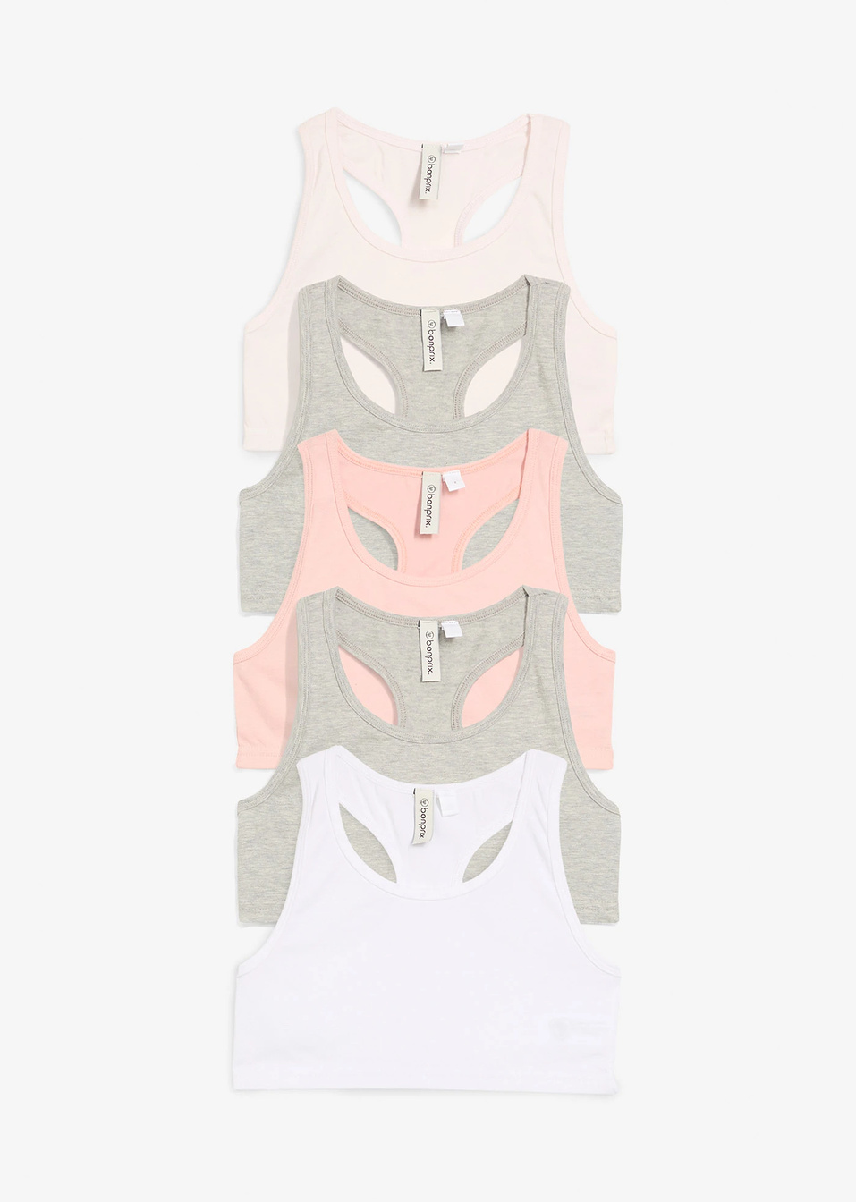 Σουτιέν μπουστάκι (συσκευασία των 5)-Ροζ vintage + Λευκό + Γκρι ανοιχτό μελανζέ + Ασημί-bonprix