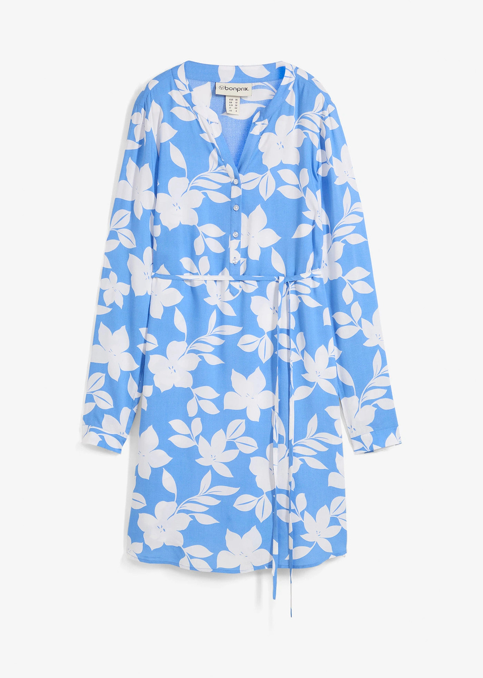 Φόρεμα εγκυμοσύνης και θηλασμού 2-σε-1 από χυτή βισκόζη-Λευκό/Μπλε μεσαίο φλοράλ-bonprix