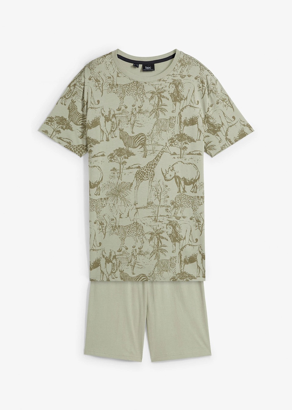 T-shirt και βερμούδα από βιολογικό βαμβάκι (σετ 2 τεμ.)-Πράσινο λαδί-bonprix