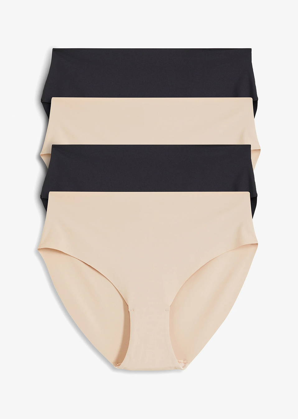 Ψηλόμεσο φαρδύ σλιπ που δεν σημαδεύει από μικροΐνες (συσκευασία των 4)-Μπεζ της κιμωλίας + Μαύρο-bonprix