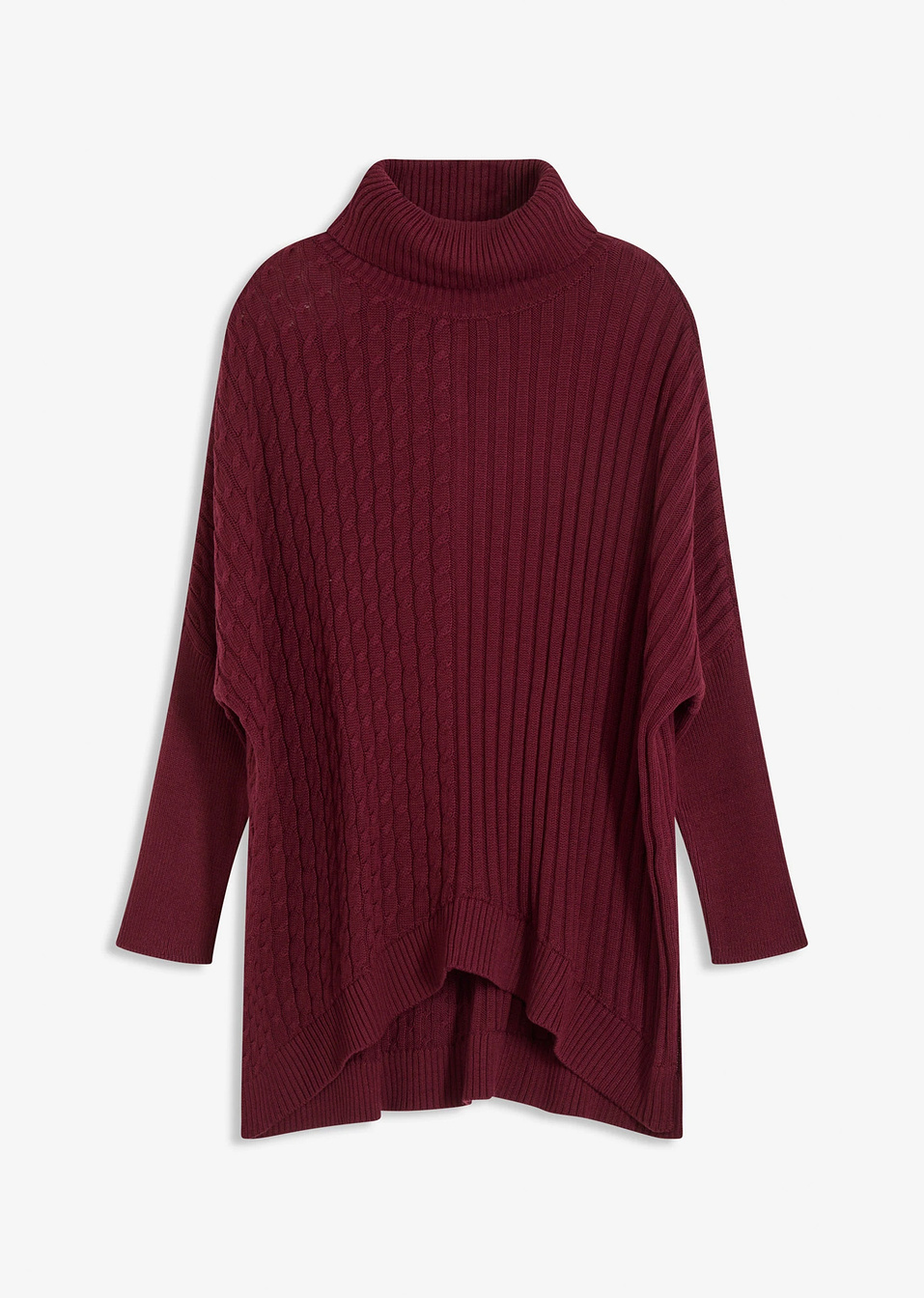 Πουλόβερ oversized σε στιλ πόντσο-Κόκκινο σκούρο-bonprix
