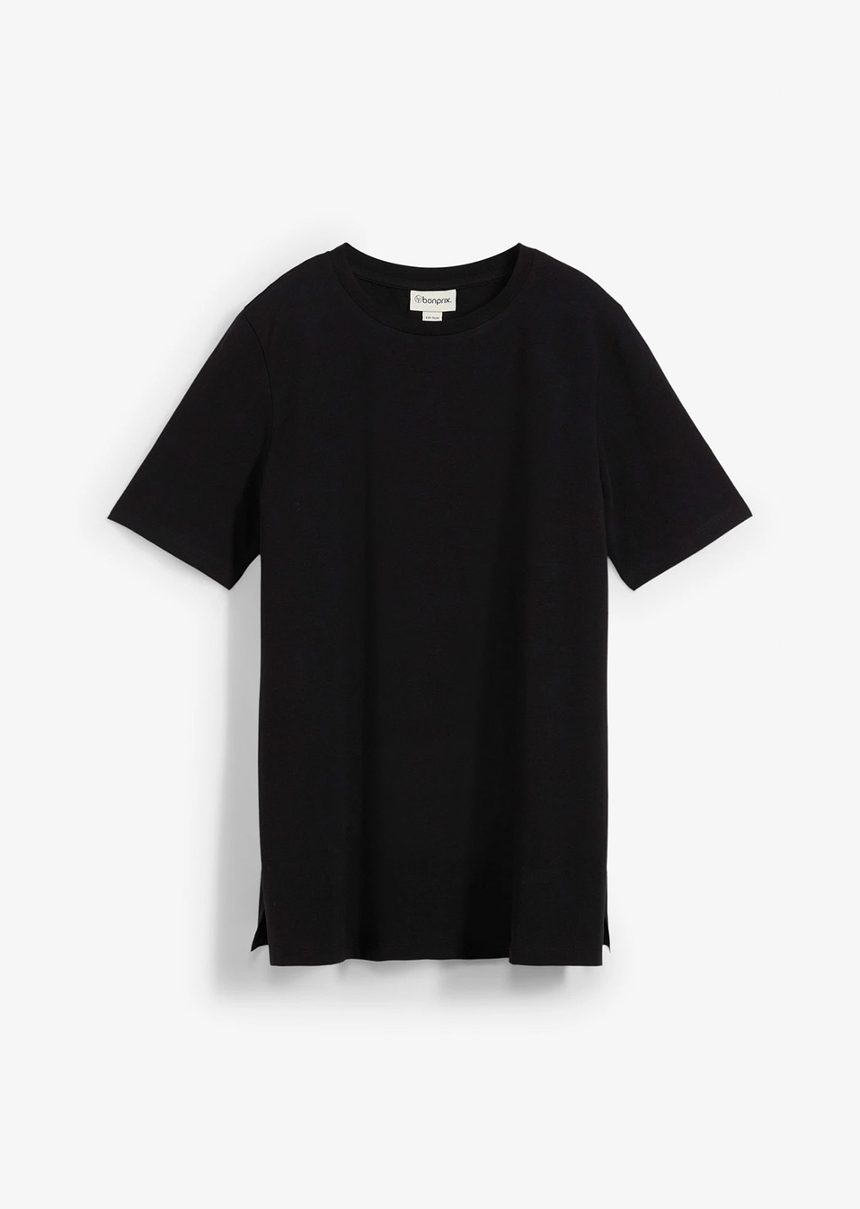Μπλούζα εγκυμοσύνης και θηλασμού από βιολογικό βαμβάκι με σκισίματα στο πλάι-Μαύρο-bonprix