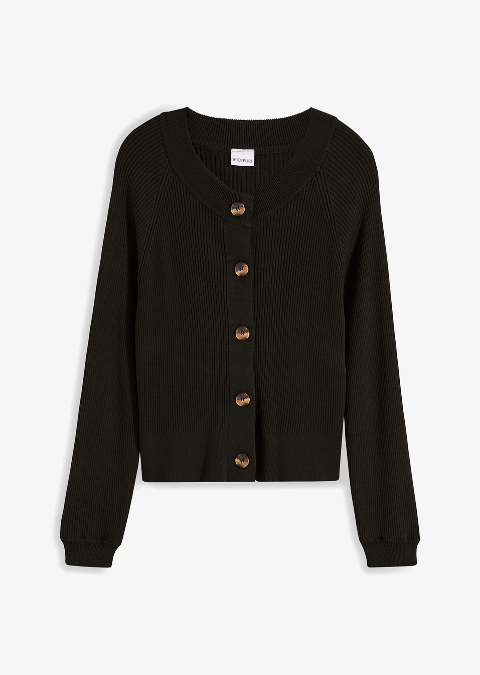 Ζακέτα ριμπ-Μαύρο-bonprix