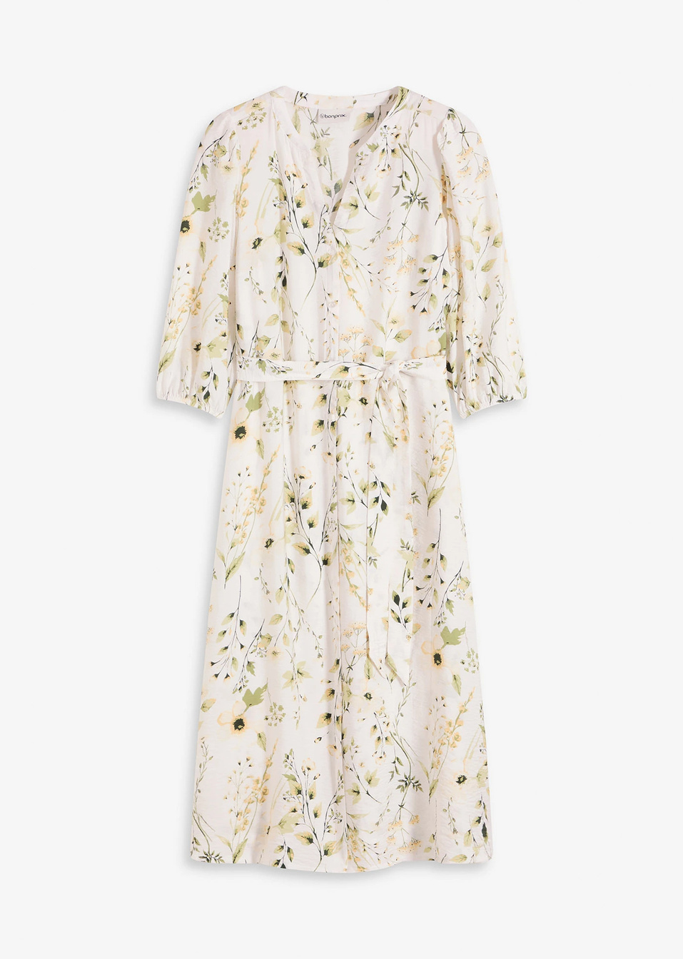 Εμπριμέ φόρεμα-Λευκό κρεμ φλοράλ-bonprix