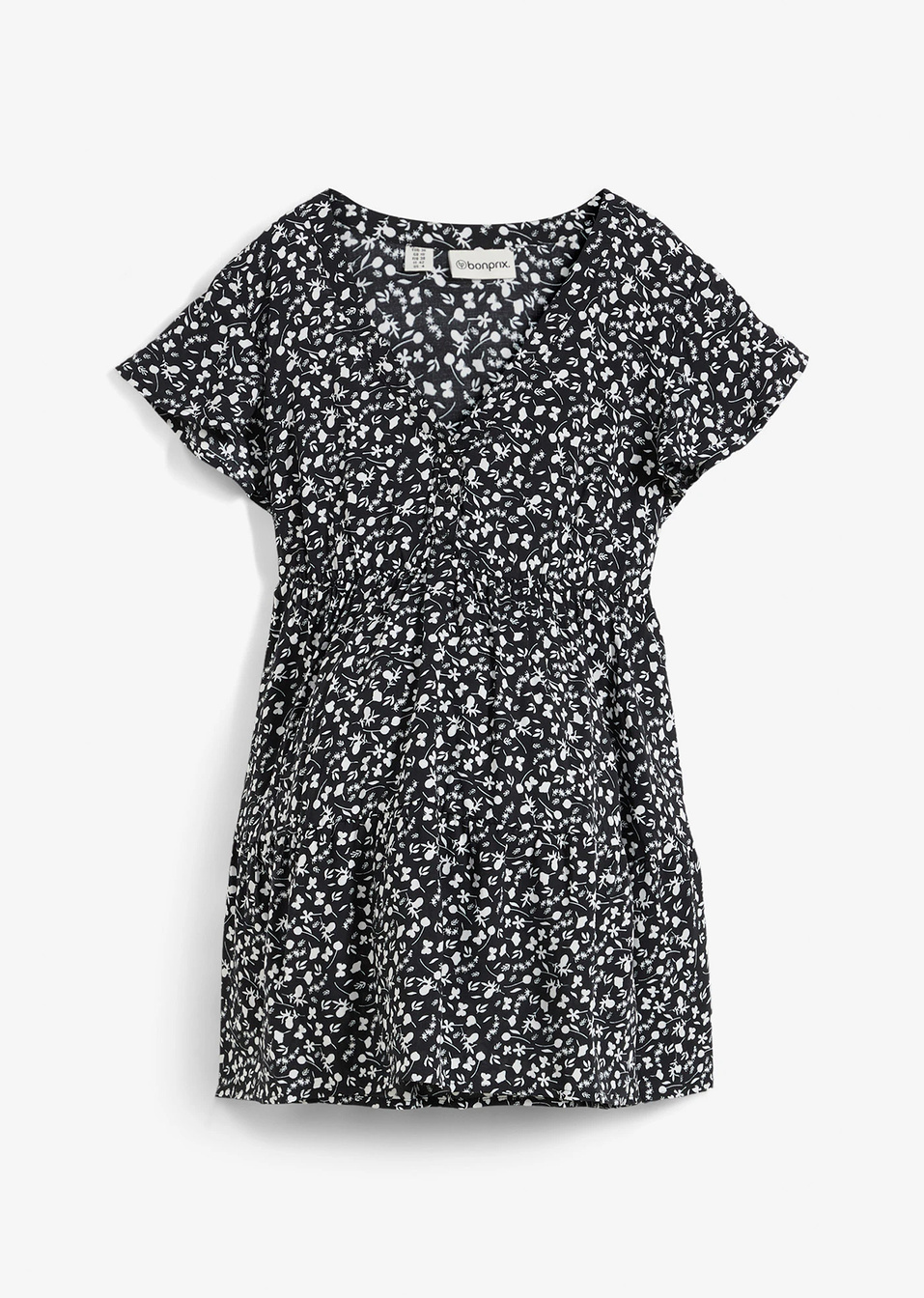 Риза за бременни и кърмещи майки-Черно/Бяло-bonprix