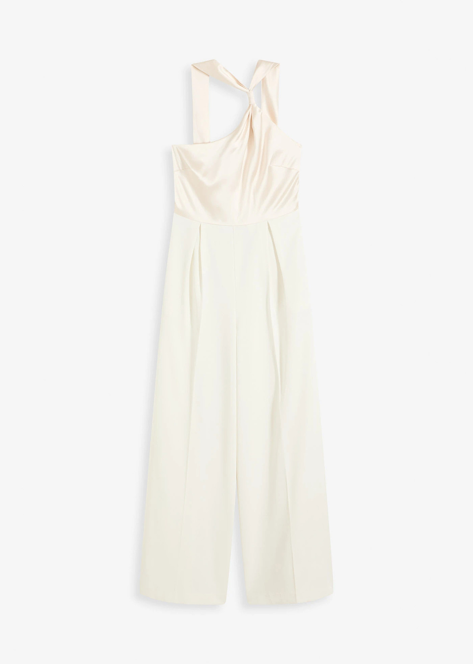 Βραδινή ολόσωμη φόρμα με σατέν-Λευκό κρεμ/Σαμπανί-bonprix