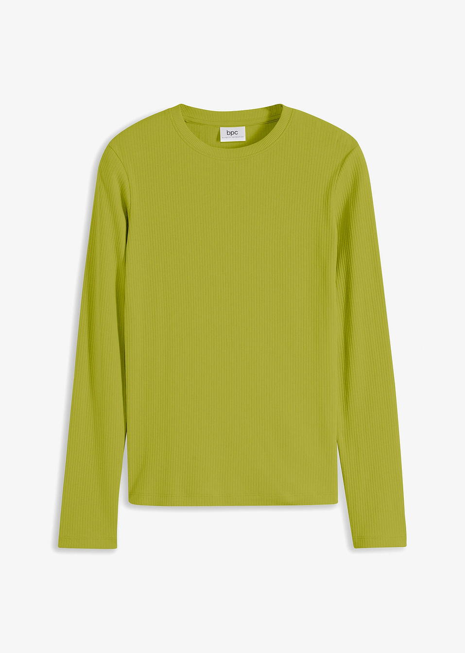 Μακρυμάνικη μπλούζα ριμπ από καθαρό βαμβάκι-Των βρύων-bonprix