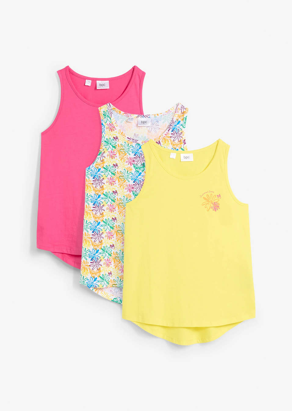 Потник от жарсе (опаковка с 3 бр.) от био памук-Брилянтно жълто + Фуксия + Бяло с принт-bonprix