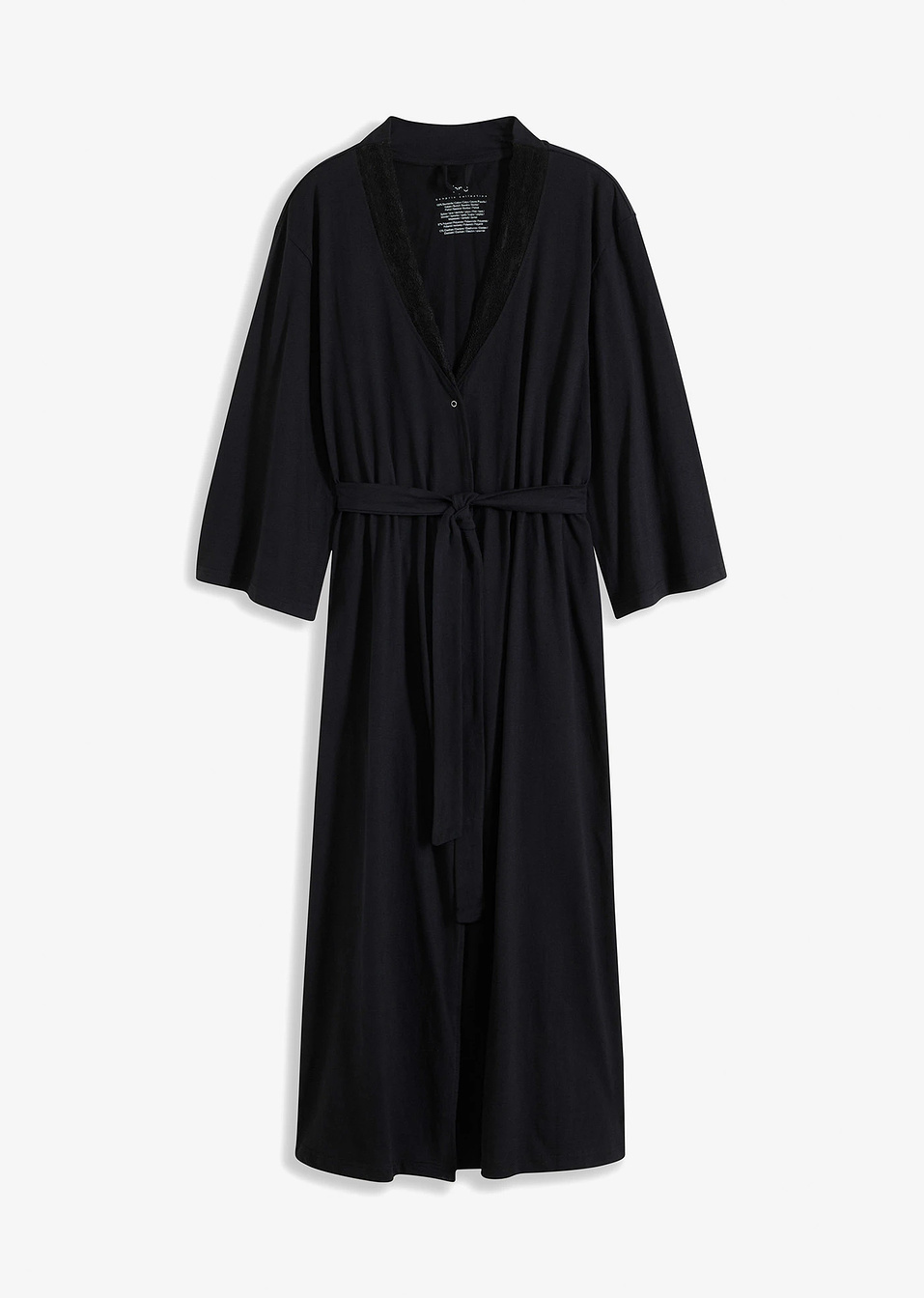 Пеньоар от меко памучно трико-Черно-bonprix