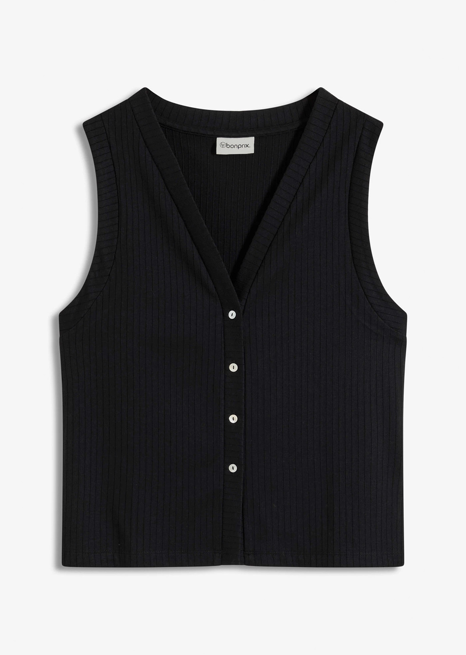 Елек с плетен ефект-Черно-bonprix