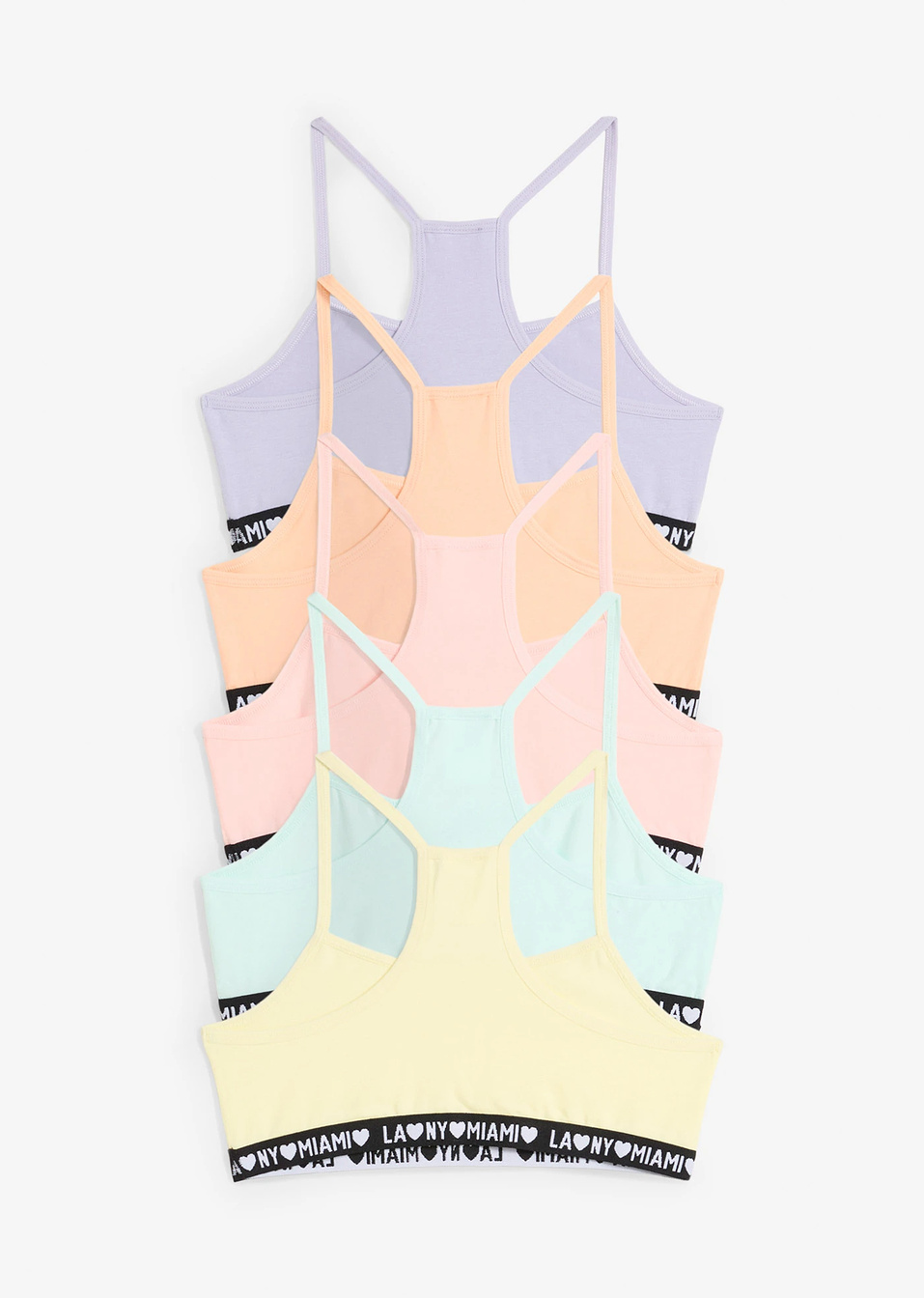 Σουτιέν μπουστάκι με μαλακό βιολογικό βαμβάκι (συσκευασία των 5)-Κίτρινο σορμπέ+ Ροδακινί + Ροζ του χαλαζία + Της μέντας παστέλ-bonprix