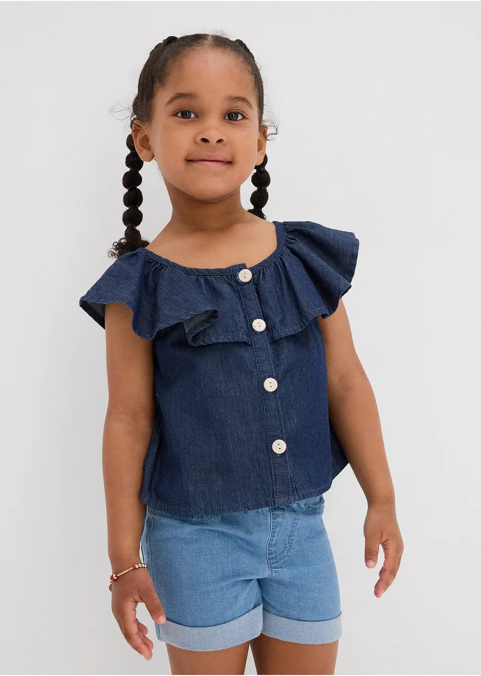 Βαμβακερό τοπ με κουμπάκια-bonprix