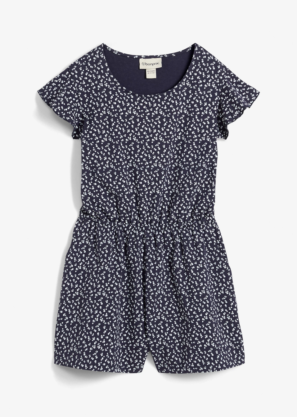 Гащеризон от жарсе от еластичен био памук-Тъмно синьо флорално-bonprix