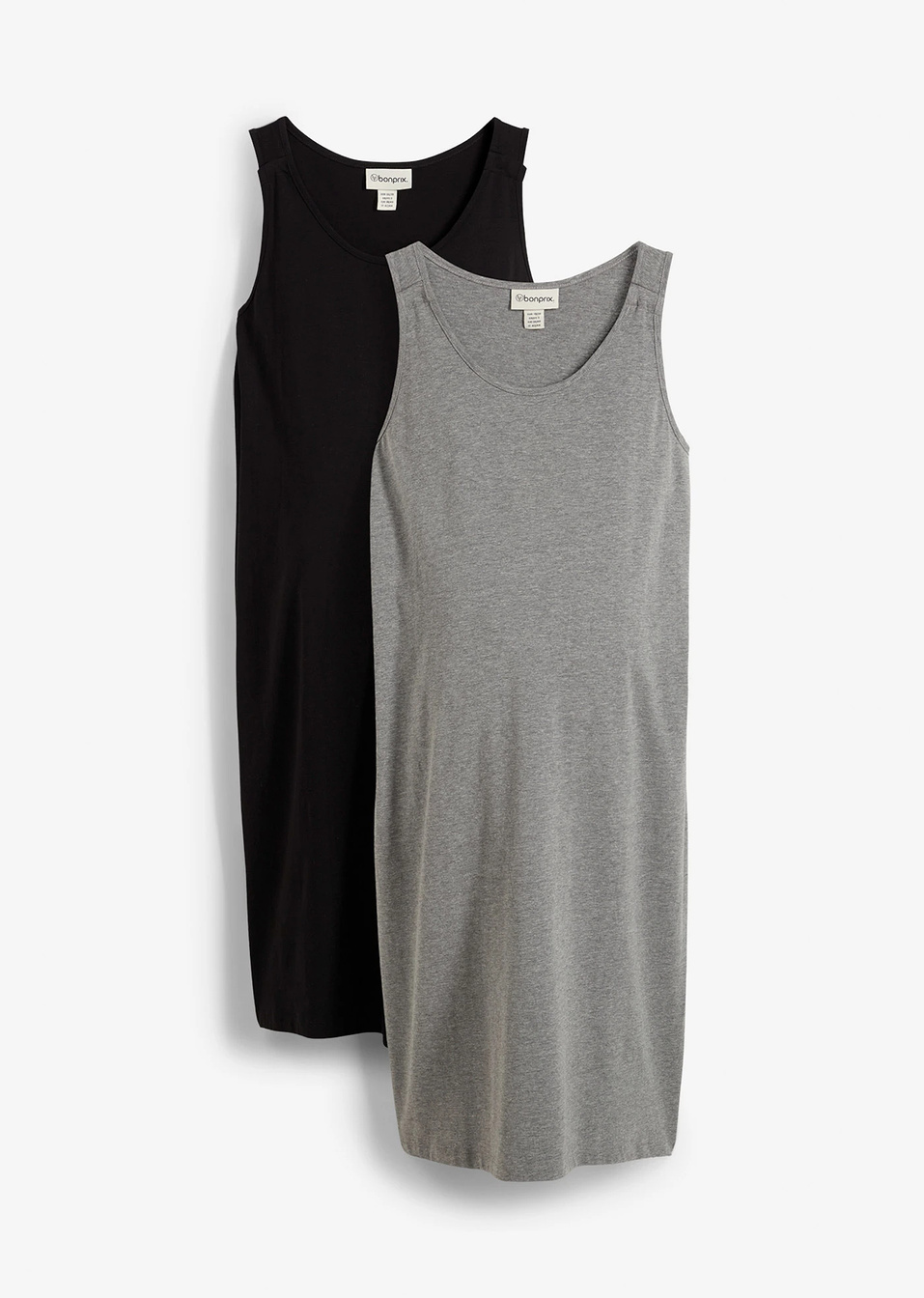 Φόρεμα εγκυμοσύνης και θηλασμού (συσκευασία των 2)-Μαύρο + Γκρι σκούρο-bonprix