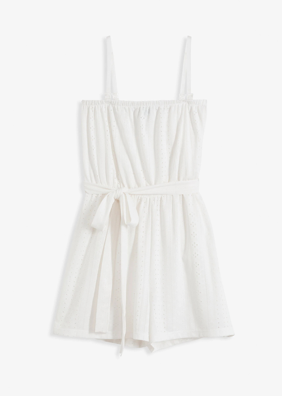 Ολόσωμη φόρμα για την παραλία με crochet look-Λευκό-bonprix