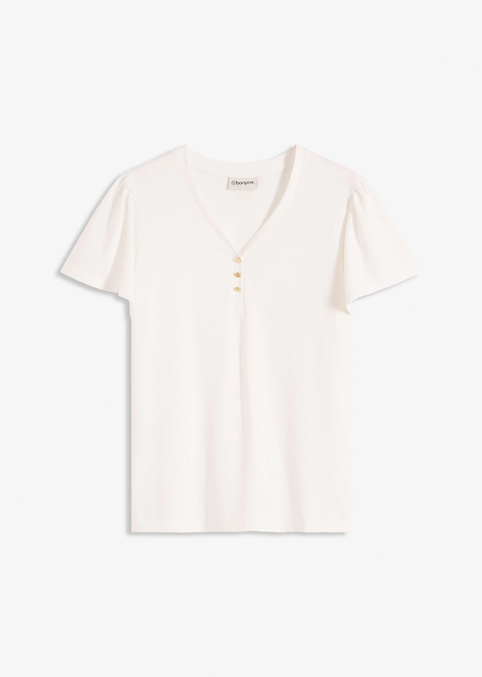 Μπλούζα από βισκόζη με κουμπιά-Λευκό κρεμ-bonprix