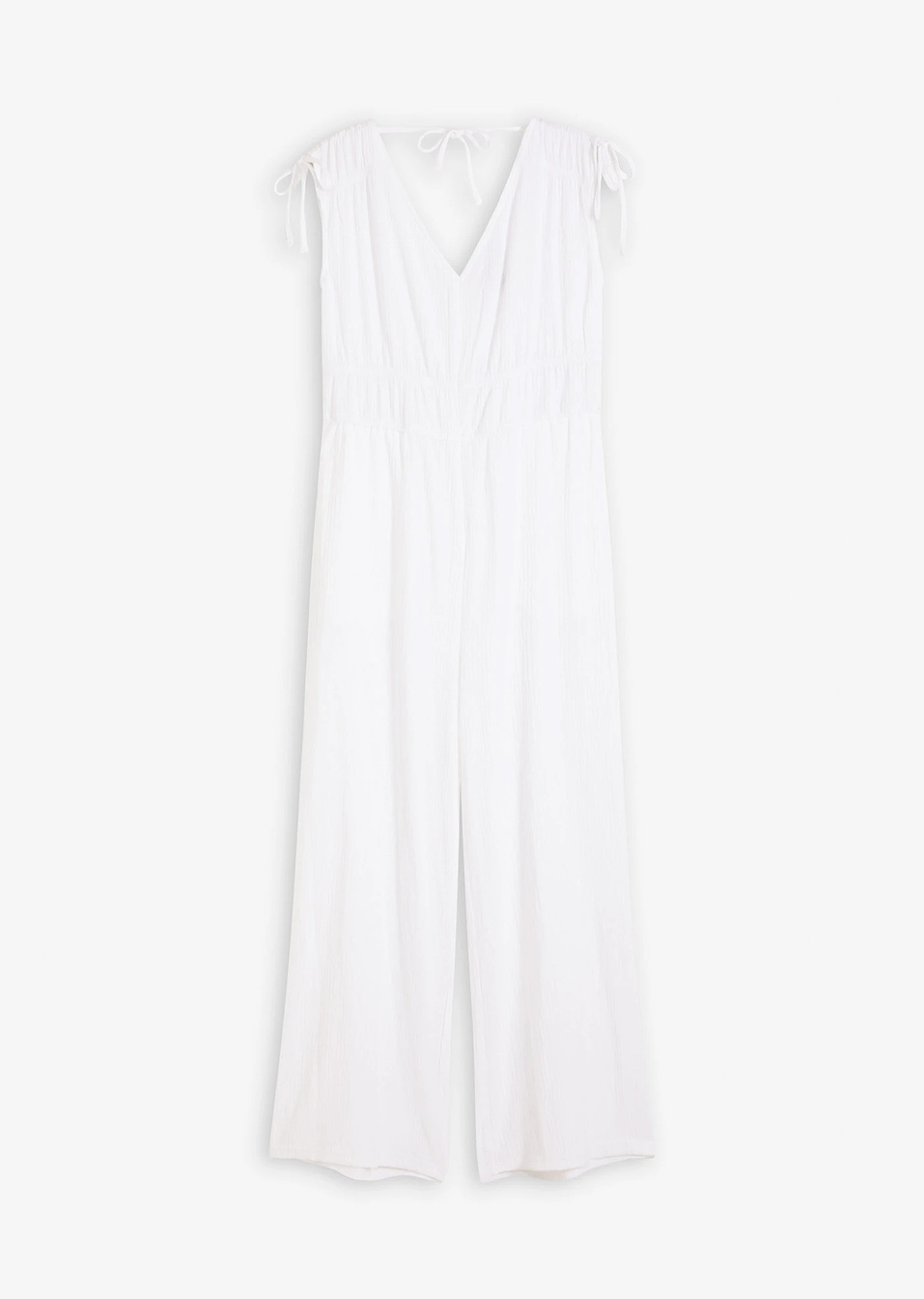 Κομψή ολόσωμη φόρμα από ανάγλυφο κρεπ-Λευκό-bonprix