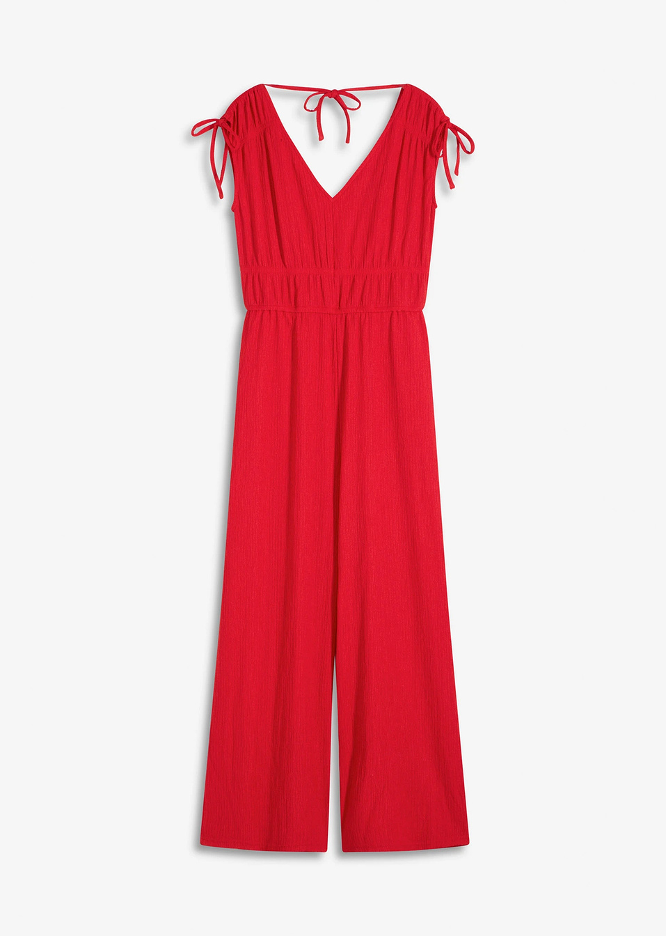 Κομψή ολόσωμη φόρμα από ανάγλυφο κρεπ-Κόκκινο έντονο-bonprix