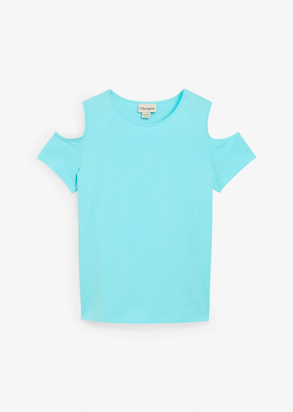 Μπλούζα με cut-outs από καθαρό βιολογικό βαμβάκι-Θαλασσί-bonprix