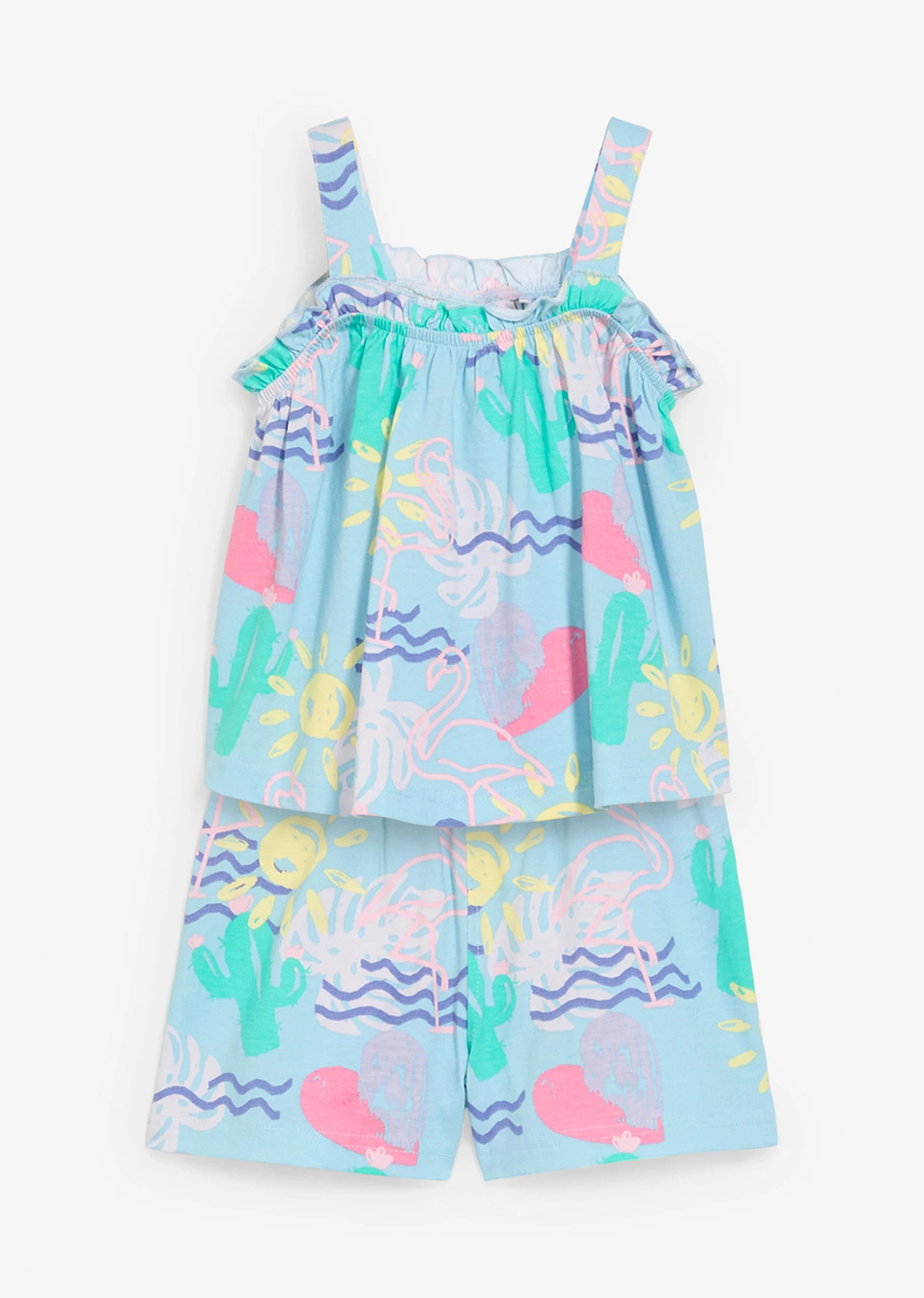 Потник и къси панталони (комплект от 2 части) от чист био памук-Светло синьо-bonprix