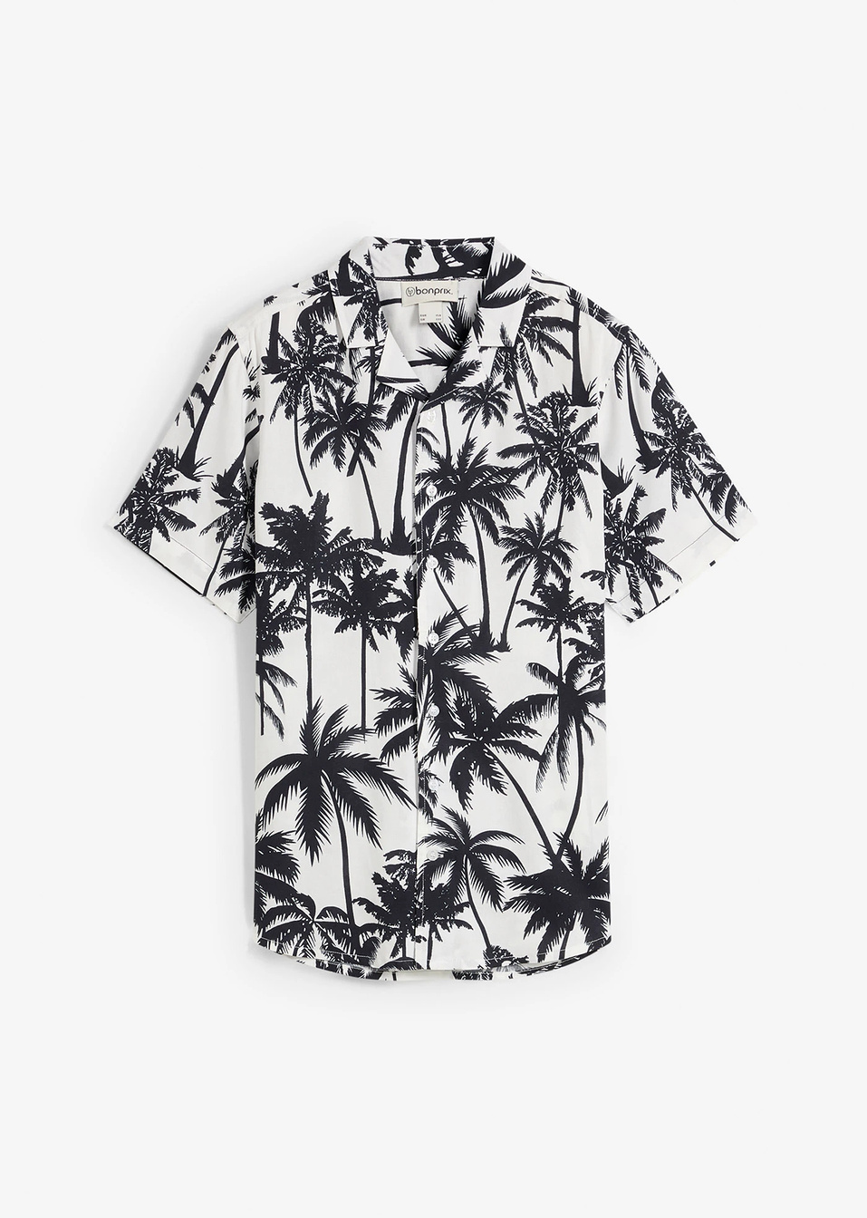 Κοντομάνικο πουκάμισο από μαλακή βισκόζη-Μαύρο/Λευκό-bonprix