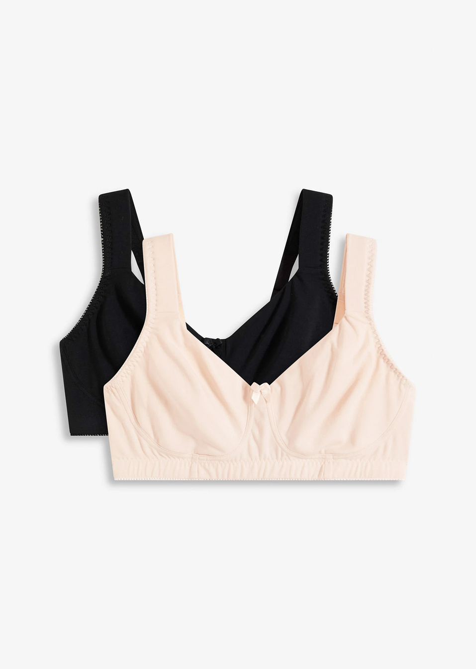 Σουτιέν t-shirt χωρίς επένδυση με βιολογικό βαμβάκι (συσκευασία των 2)-Της άμμου/Μαύρο-bonprix